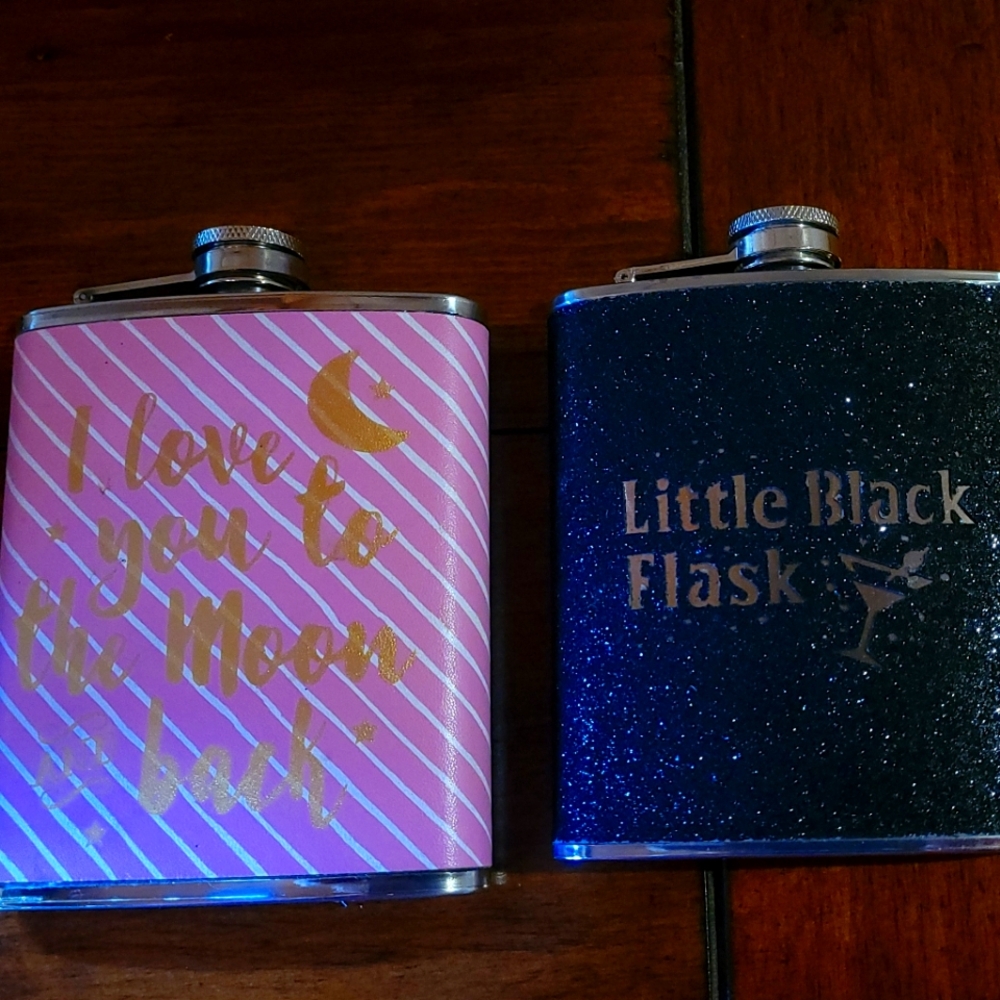 Pink and Black Flask Set
